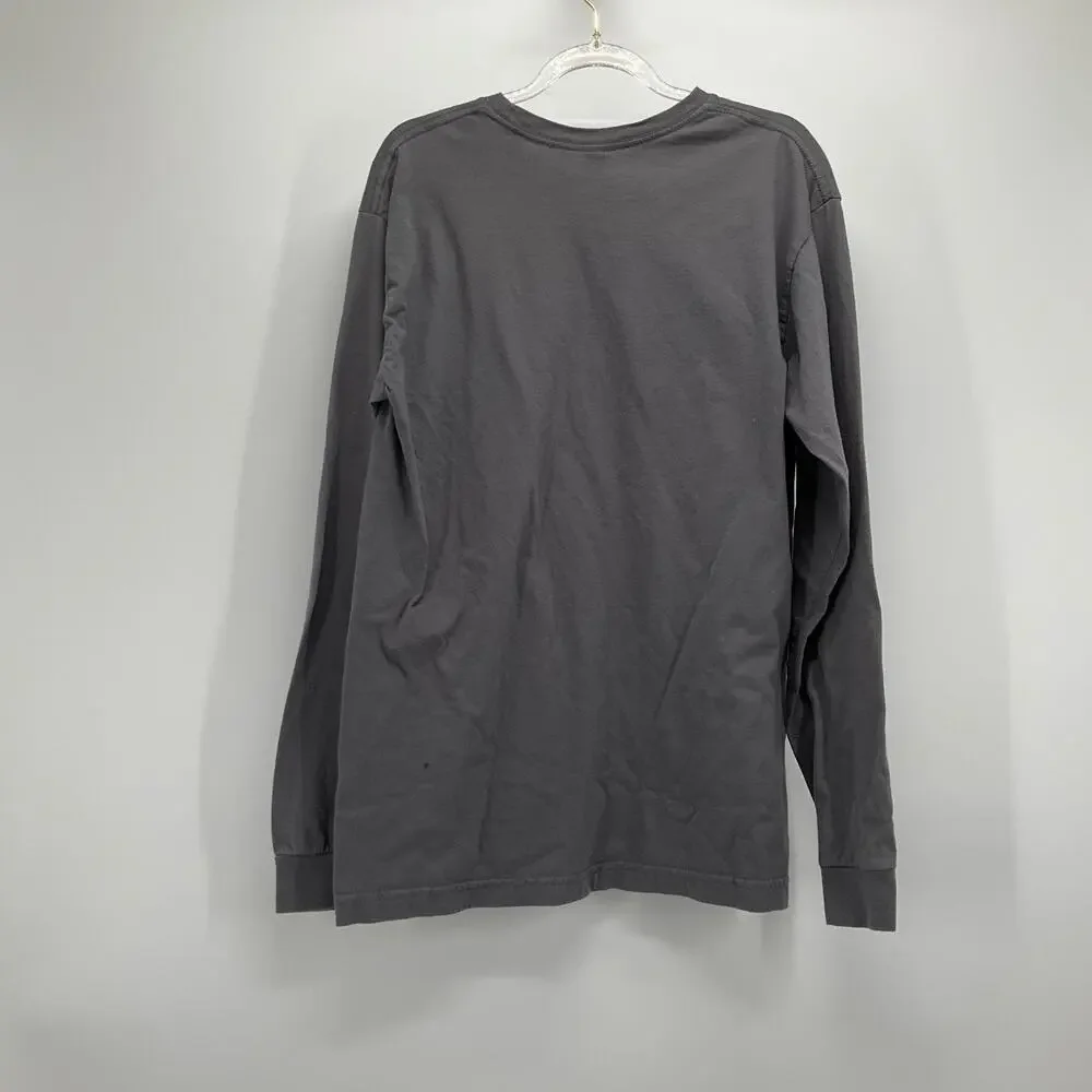 Fox Racing Long Sleeve Tee Size M Charcoal Grey Blue Fox Head Logo Mens Graphic - Picture 2 of 9
